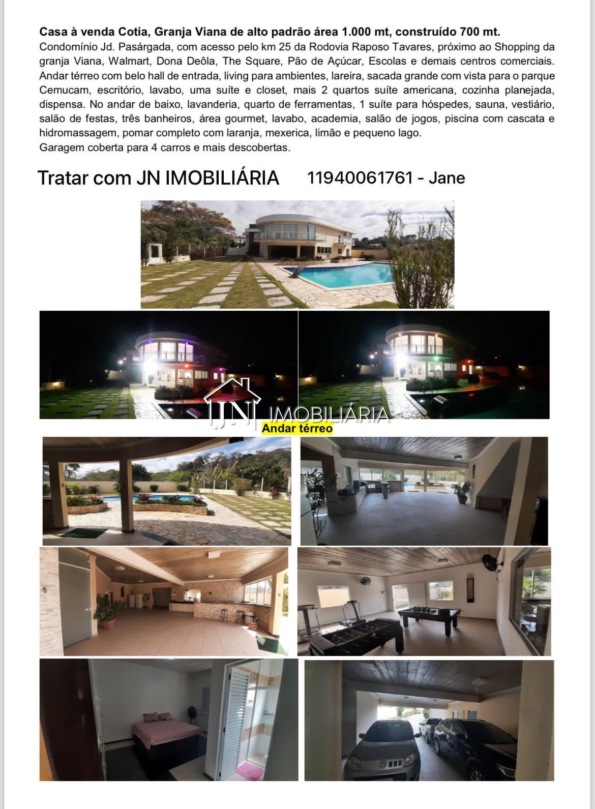Foto 2 de Casa em condomínio na Granja Viana com piscina, sauna e 4 dormitórios · Ref. 1793